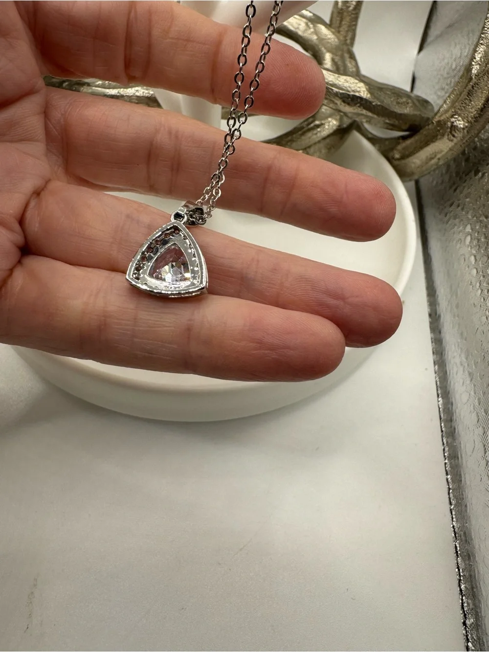 Sterling Silver and Cubic Zirconia Necklace‎ NEW
